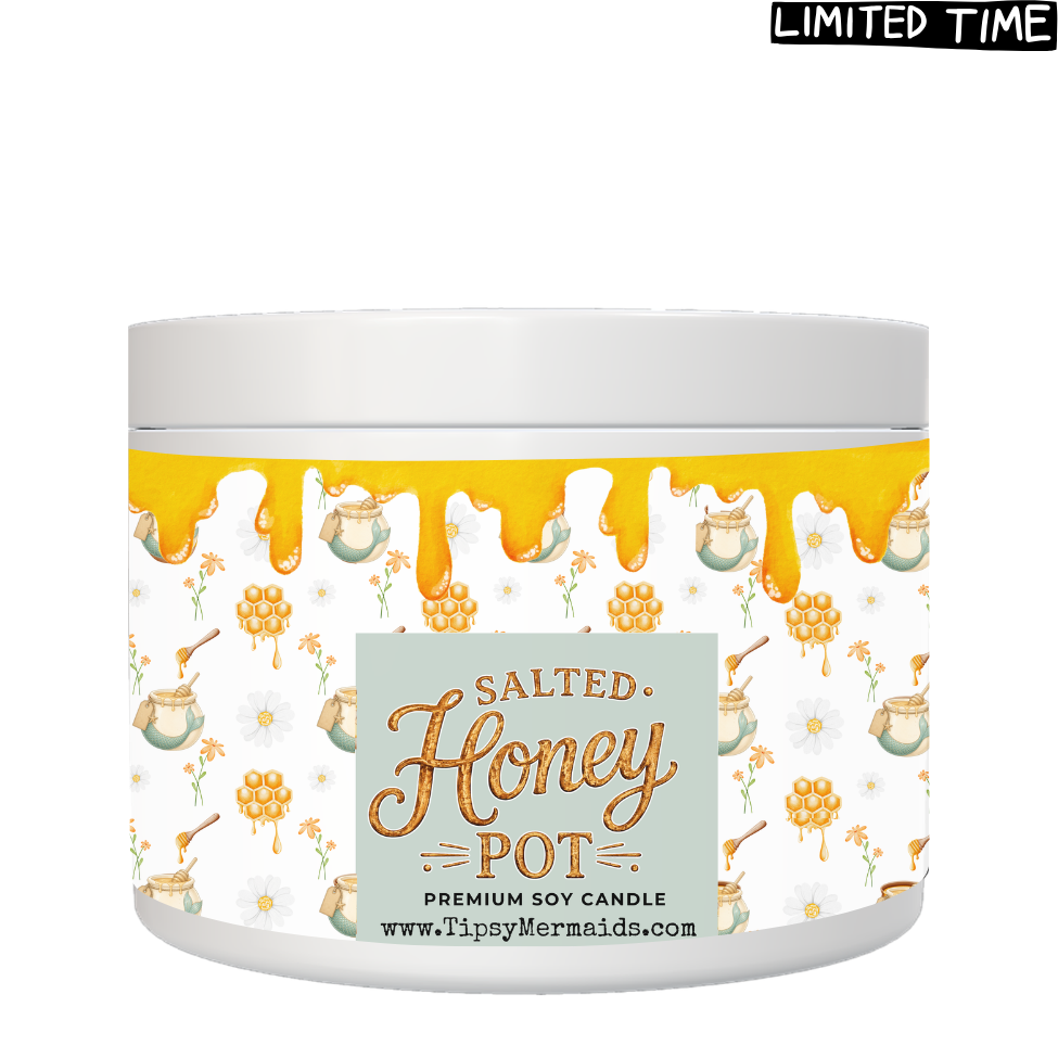 Tipsy Mermaid® Salted Honey Pot Premium Soy Candle and Wax Melts