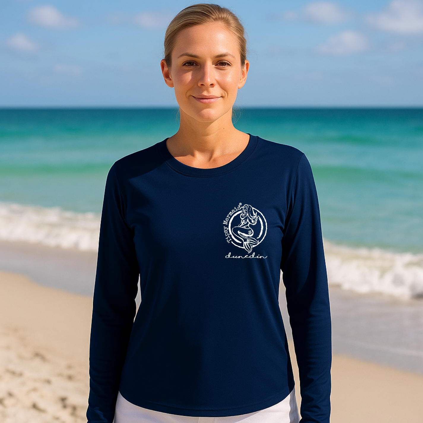 Tipsy Mermaid® Dunedin Navy Sunshirt for Women – UPF 44+