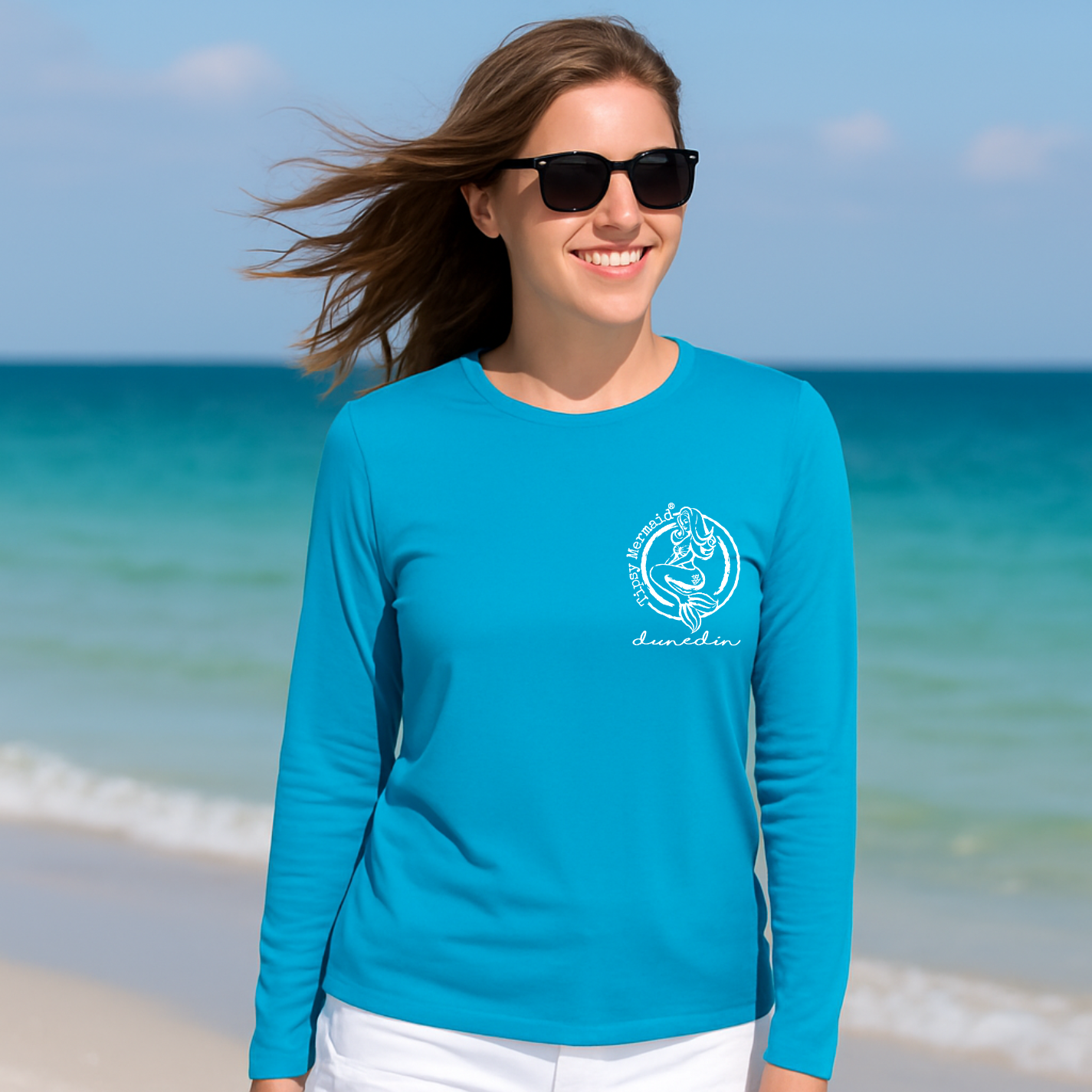 Tipsy Mermaid® Dunedin Turquoise Sunshirt for Women – UPF 44+
