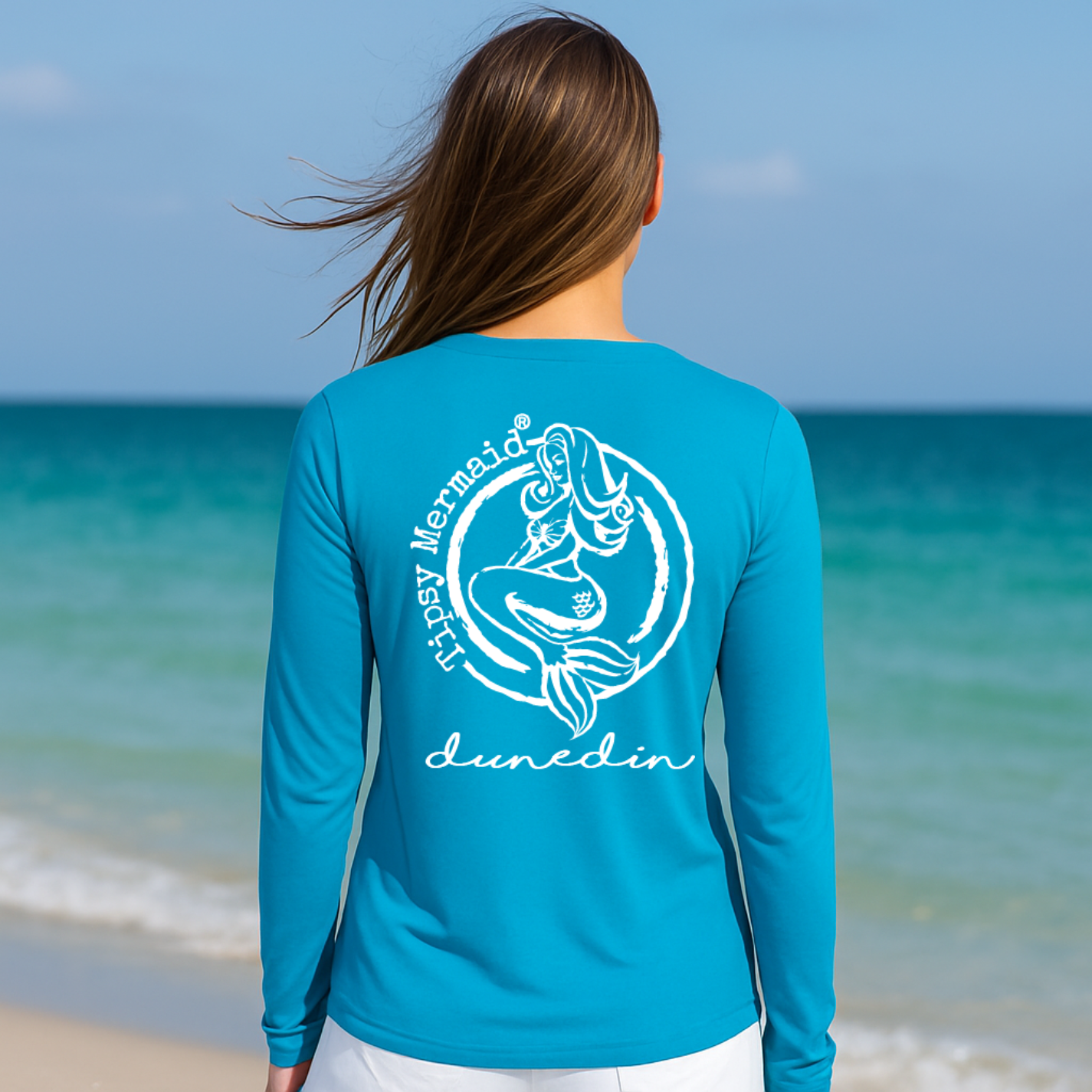 Tipsy Mermaid® Dunedin Turquoise Sunshirt for Women – UPF 44+