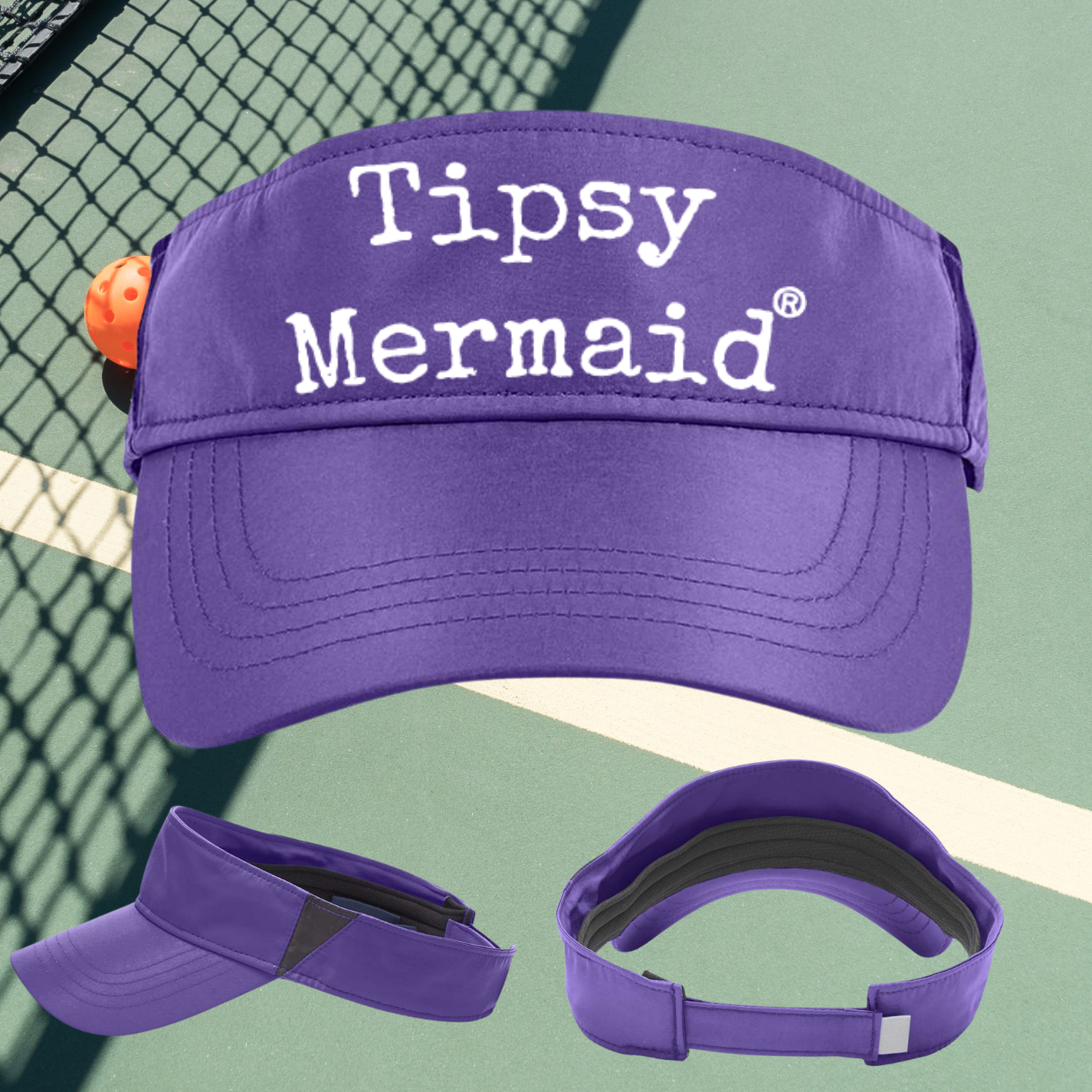 Tipsy Mermaid® Pickleball & Golf Visor (Pink, Purple or Blue)