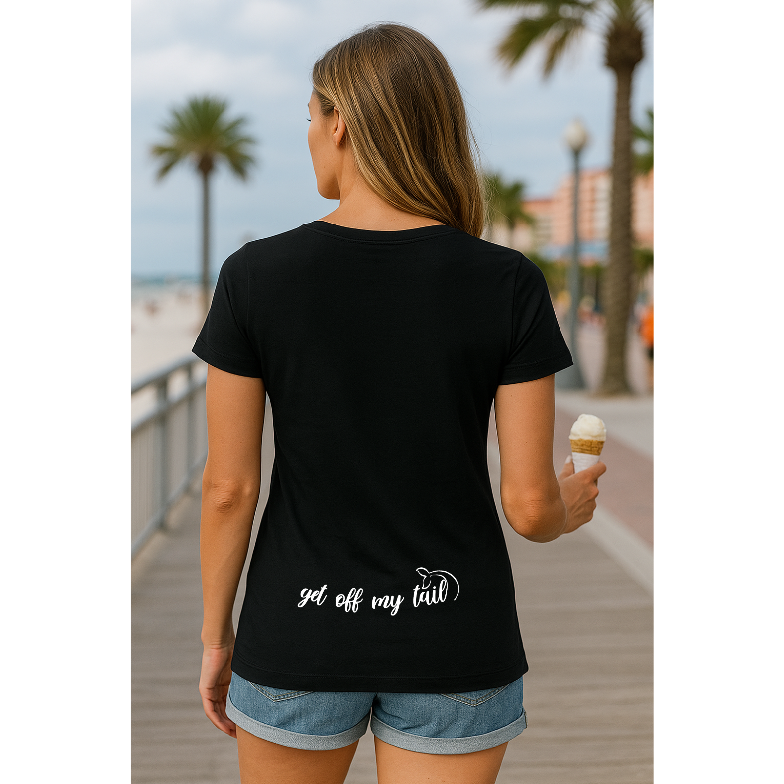 Tipsy Mermaid® Navy V-Neck T-Shirt for Women – Get Off My Tail