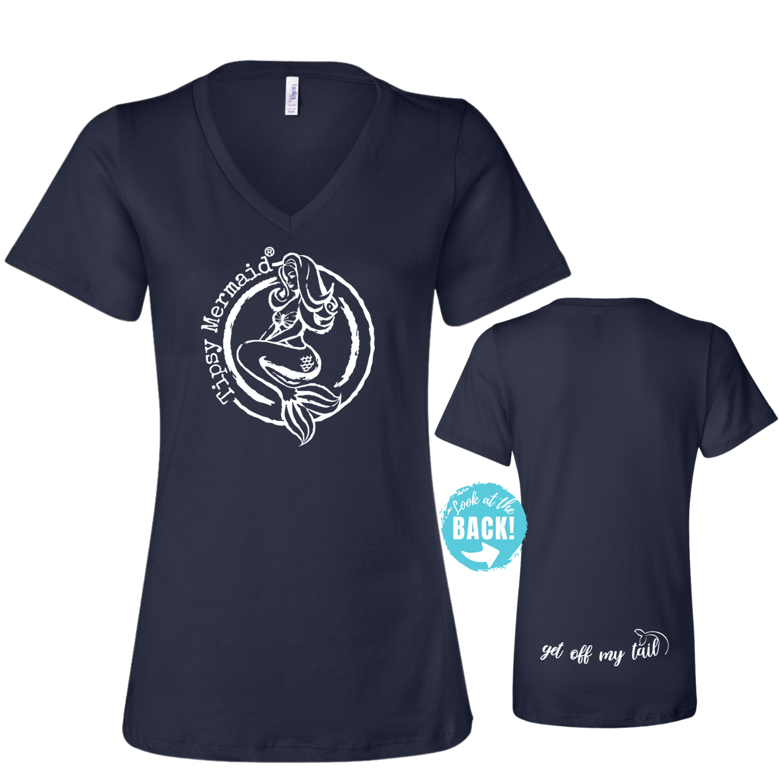 Tipsy Mermaid® Navy V-Neck T-Shirt for Women – Get Off My Tail