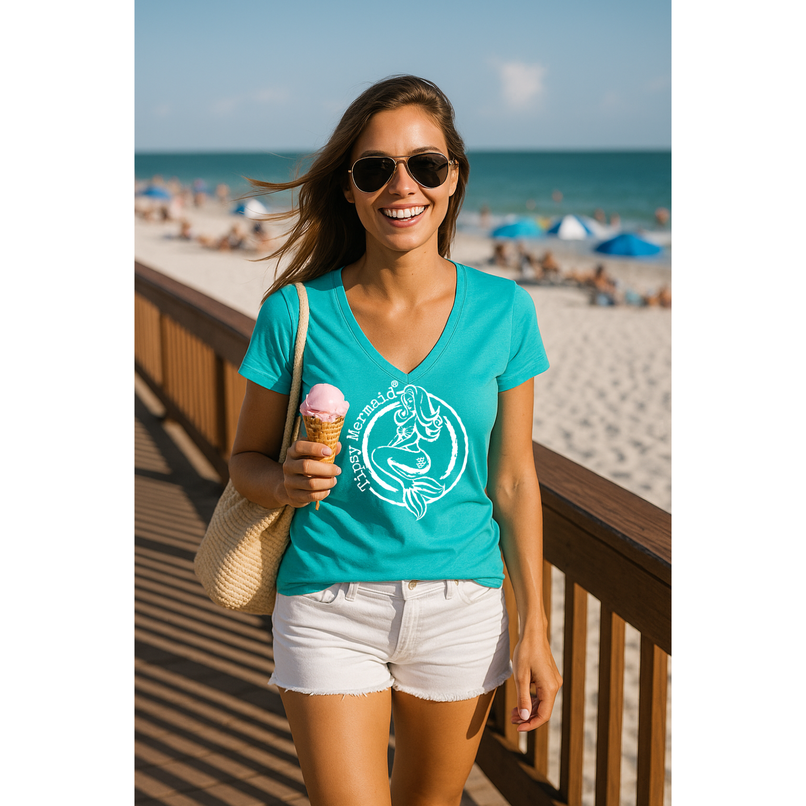 Tipsy Mermaid® Aqua V-Neck V Neck for Women – Get Off My Tail