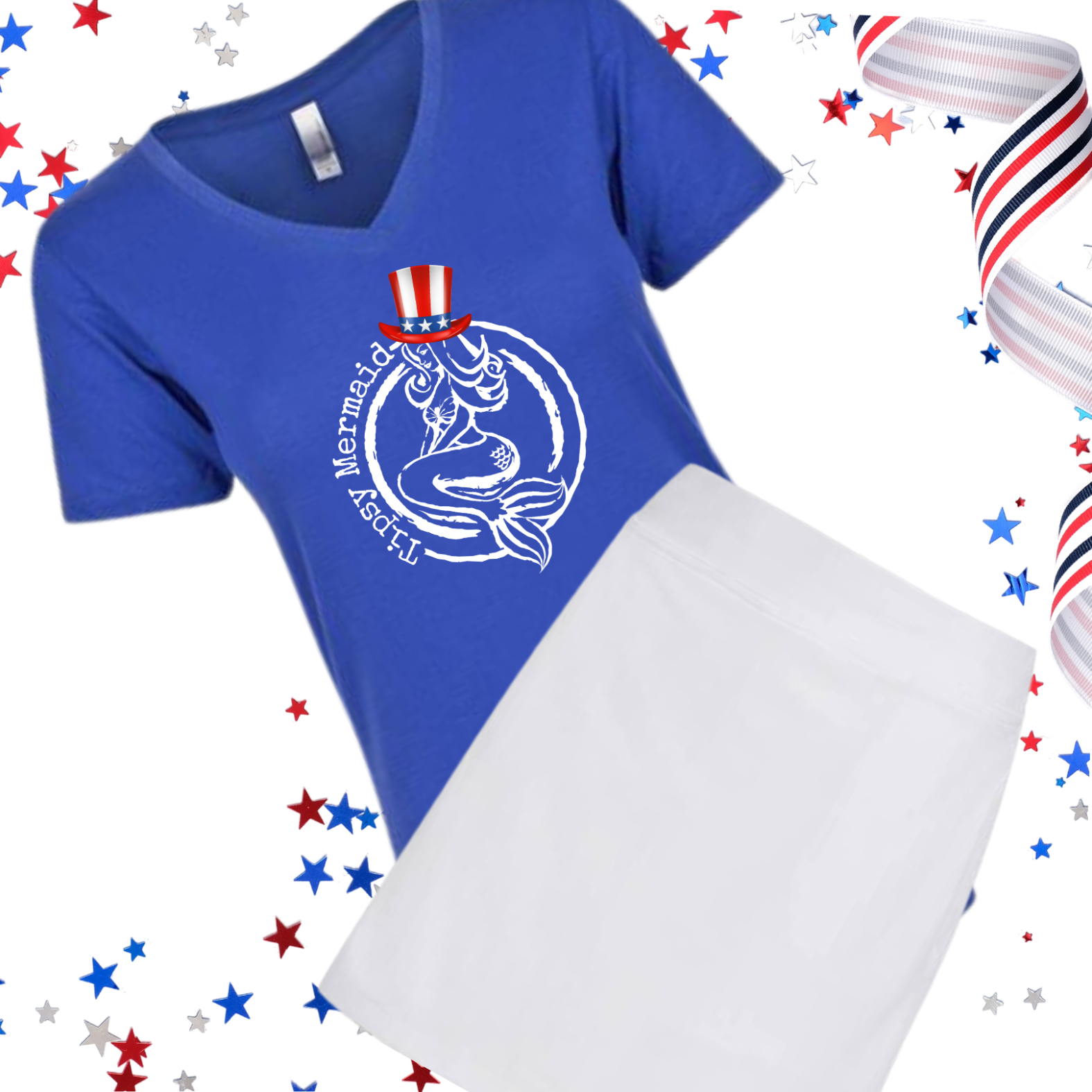 Patriotic Mermaid In The USA V Neck