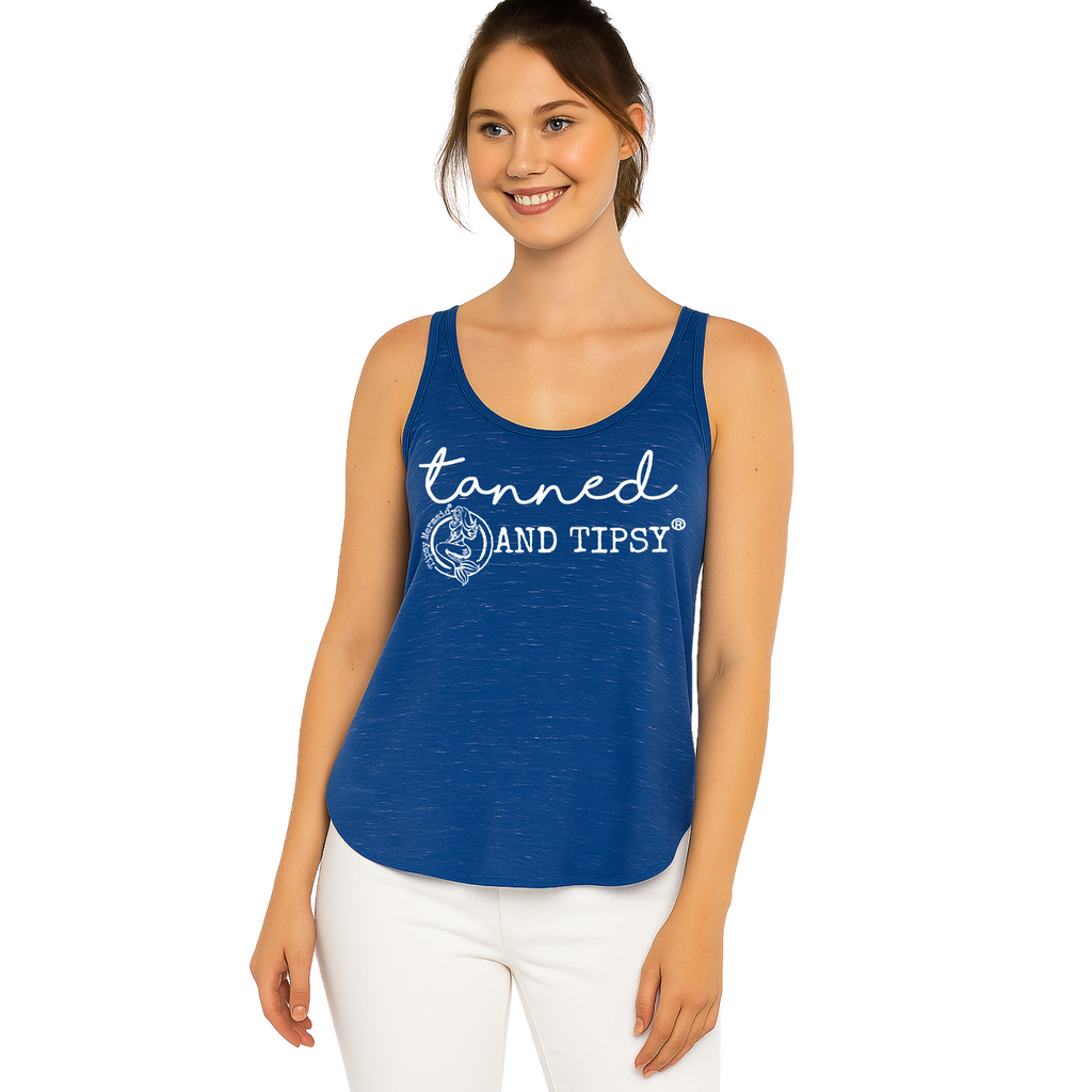 Tanned and Tipsy Flowy Tank Blue Marble