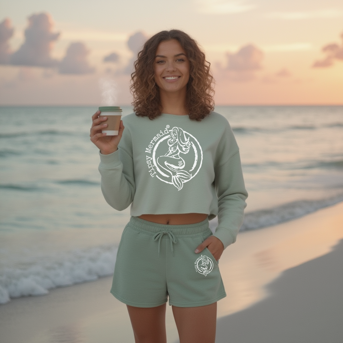 Tipsy Mermaid® Sage Crop Sweatshirt