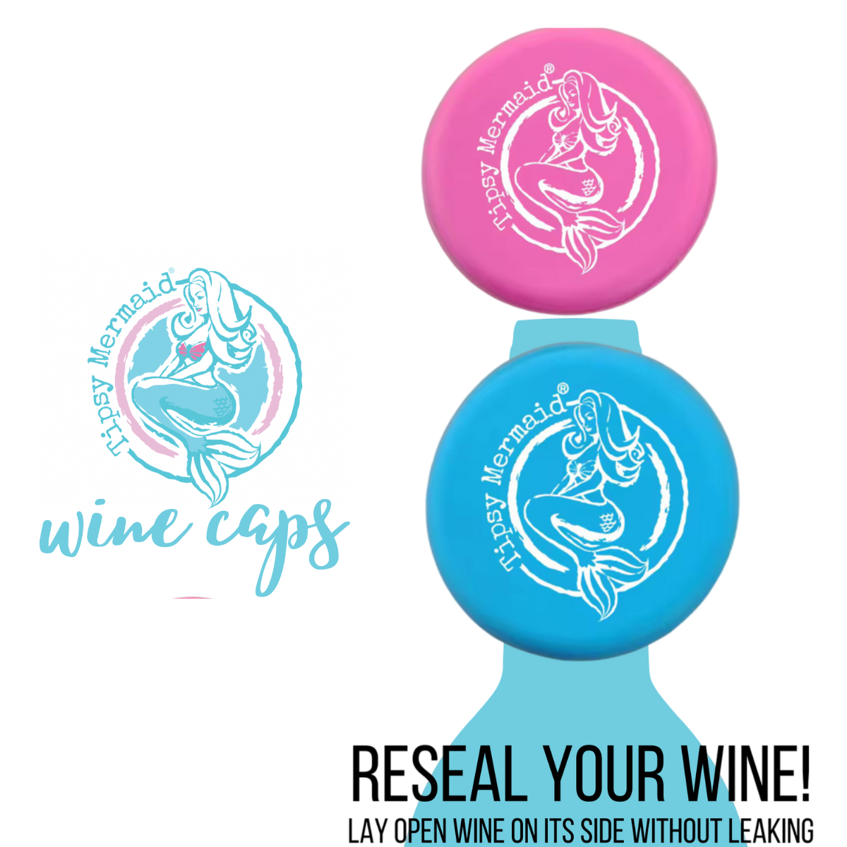 Tipsy Mermaid® Wine Caps- 2 Pack