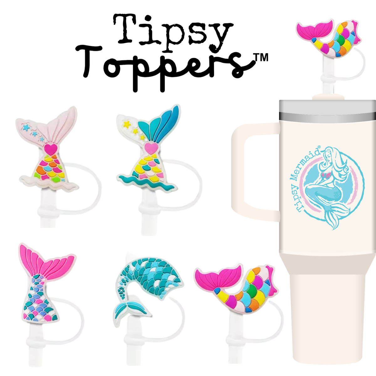 Tipsy Toppers™ – Mermaid Straw Toppers (5 Pack)