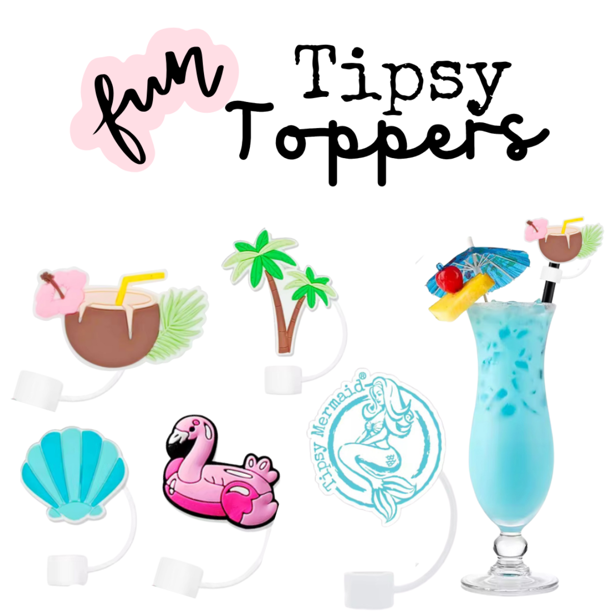 Tipsy Toppers™ – Beachy Straw Toppers (5 Pack)