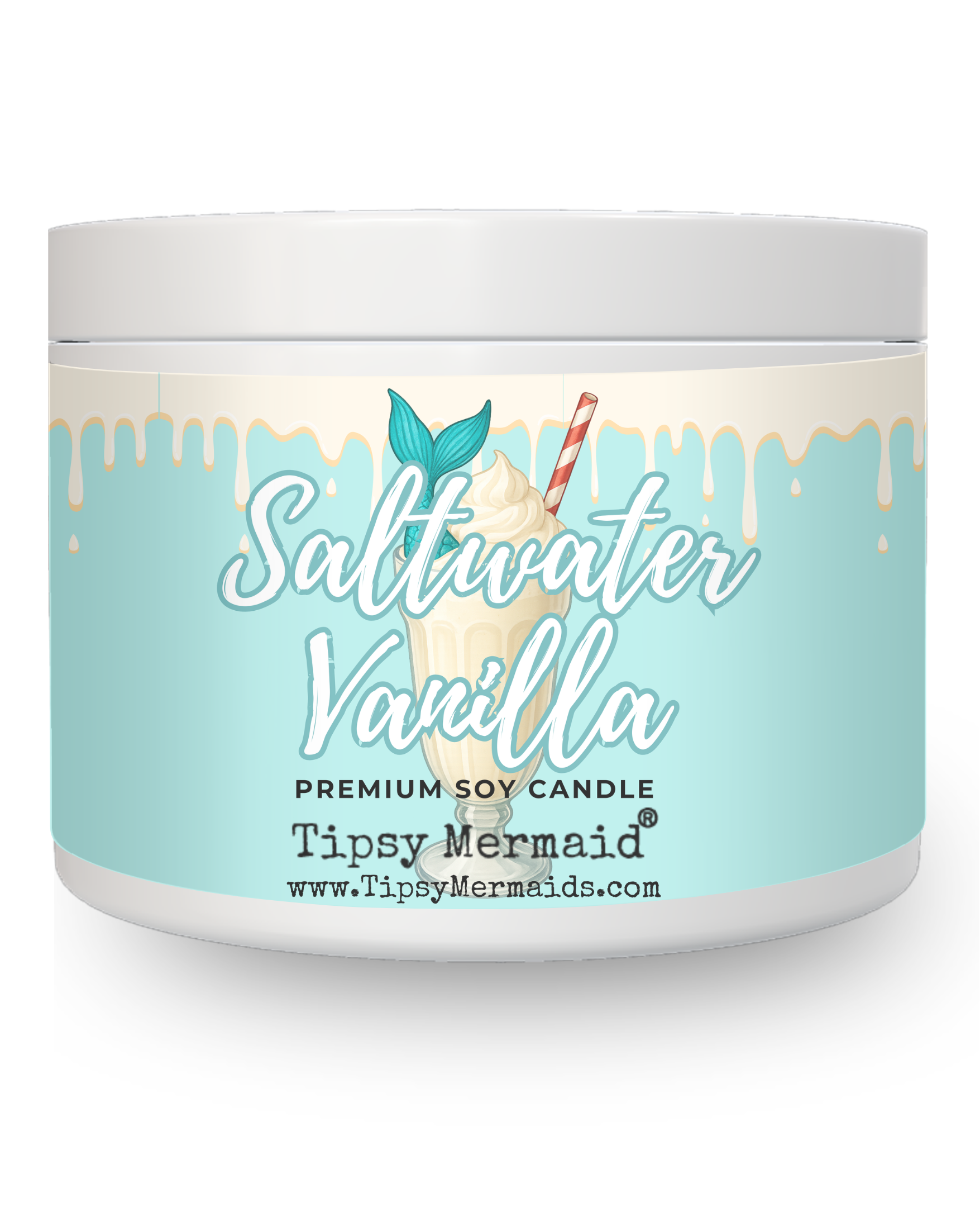 Tipsy Mermaid® Saltwater Vanilla Premium Soy Candle and Wax Melts
