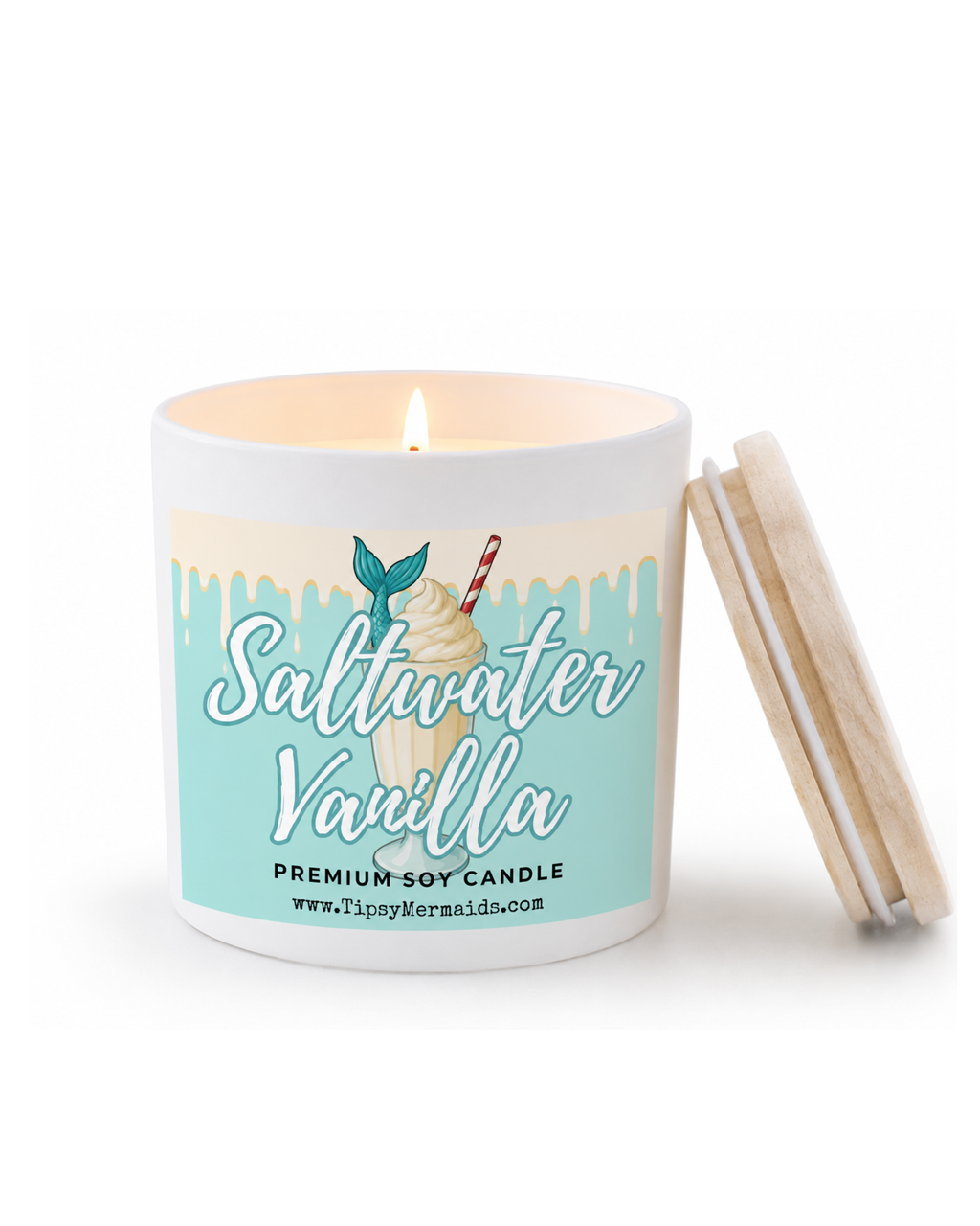 Tipsy Mermaid® Saltwater Vanilla Premium Soy Candle and Wax Melts