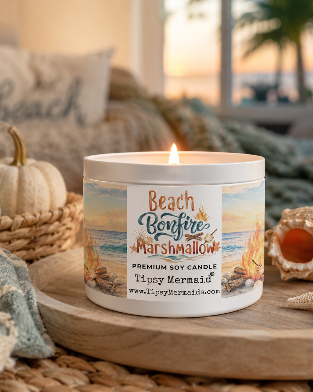 Beach Bonfire Marshmallow Premium Soy Candle and Wax Melts by Tipsy Mermaid®