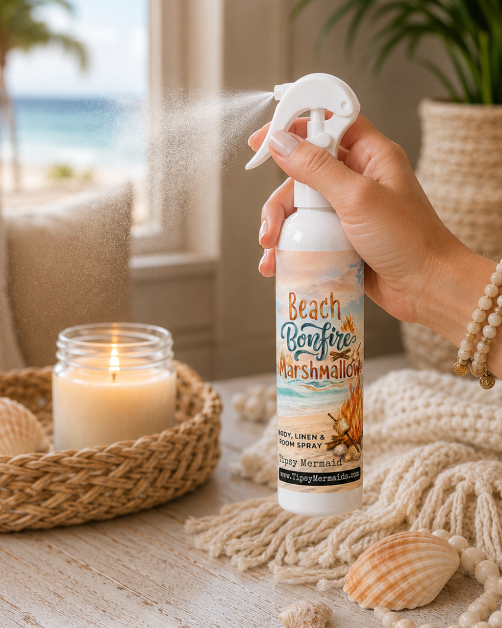 Beach Bonfire Marshmallow Body, Linen and Room Spray by Tipsy Mermaid®