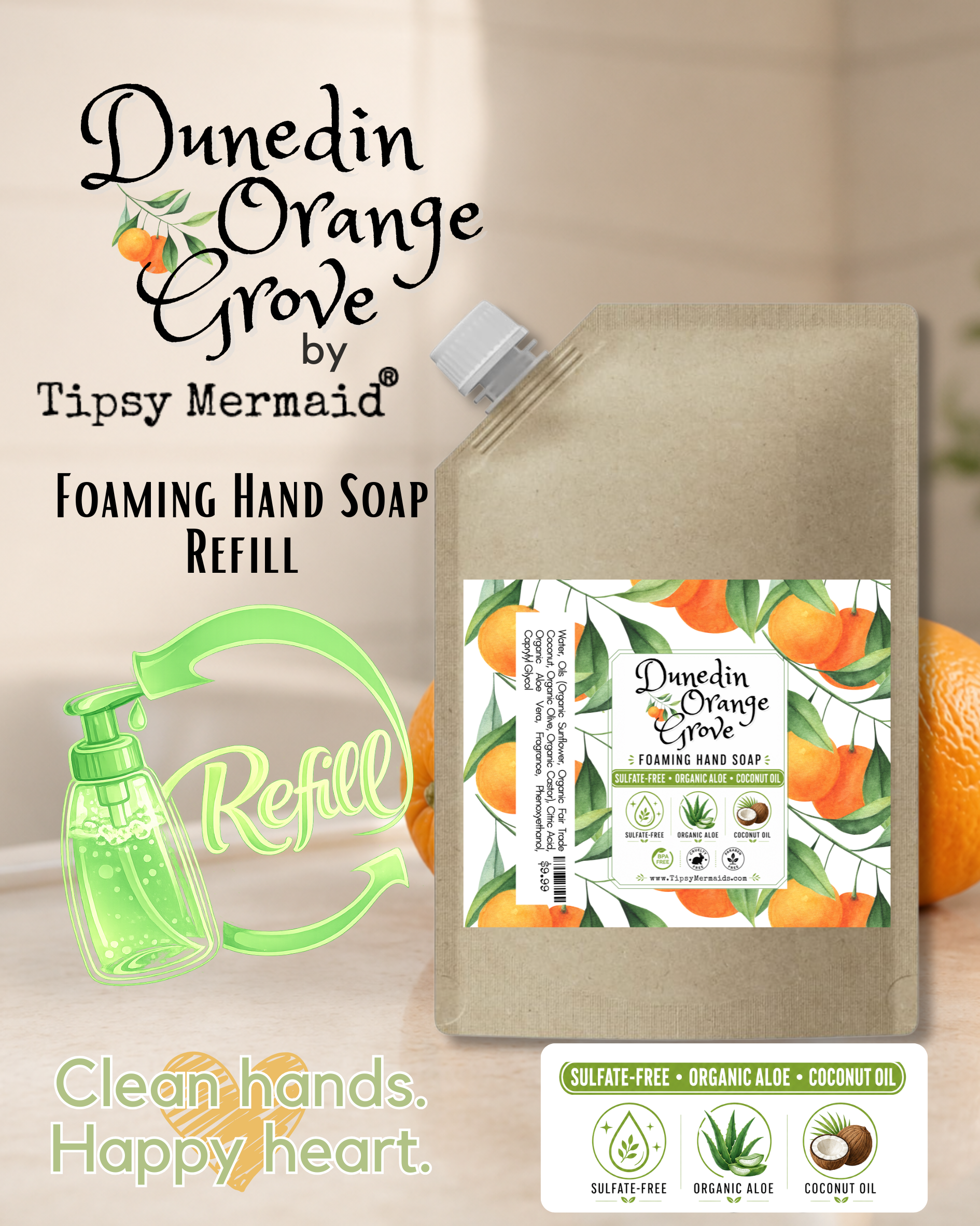 Tipsy Mermaid® Dunedin Orange Grove Foaming Hand Soap Refill