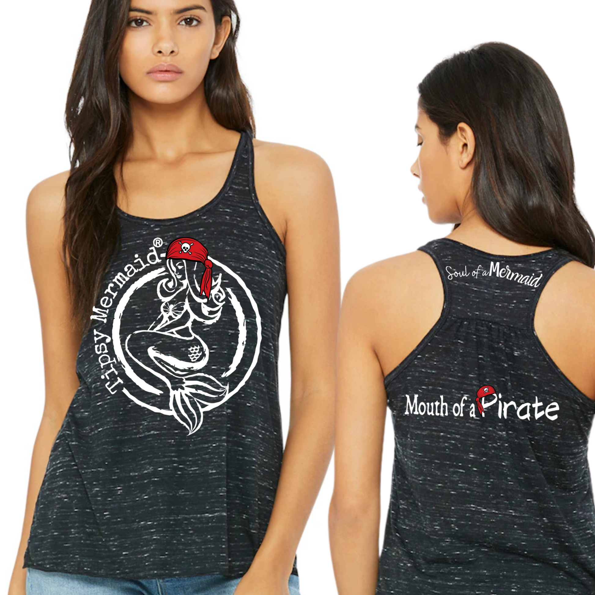 Tipsy Mermaid® Mouth of a Pirate Black Flowy Tank