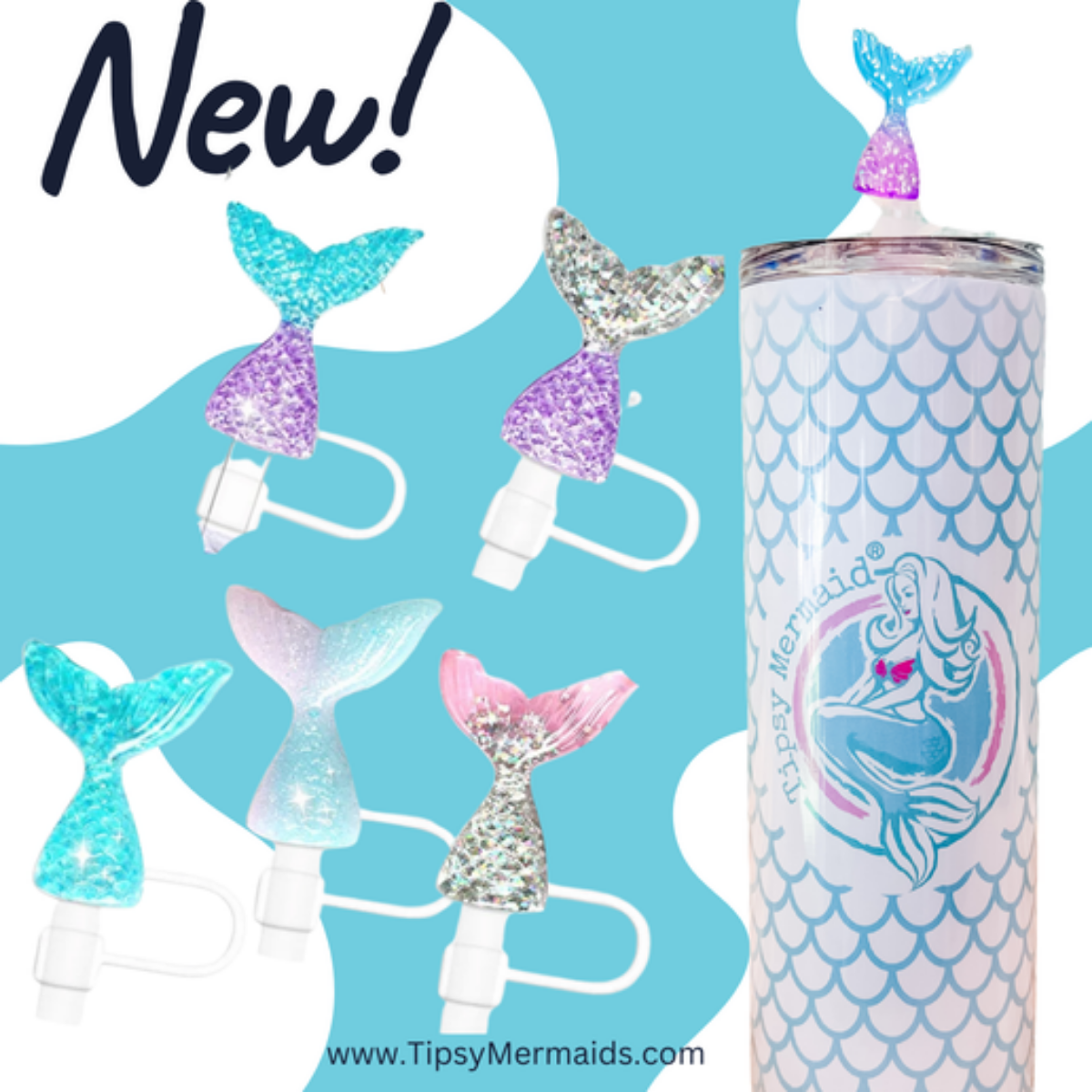 Tipsy Mermaid® Skinny 20oz Mermaid Scales Stainless Steel Tumbler