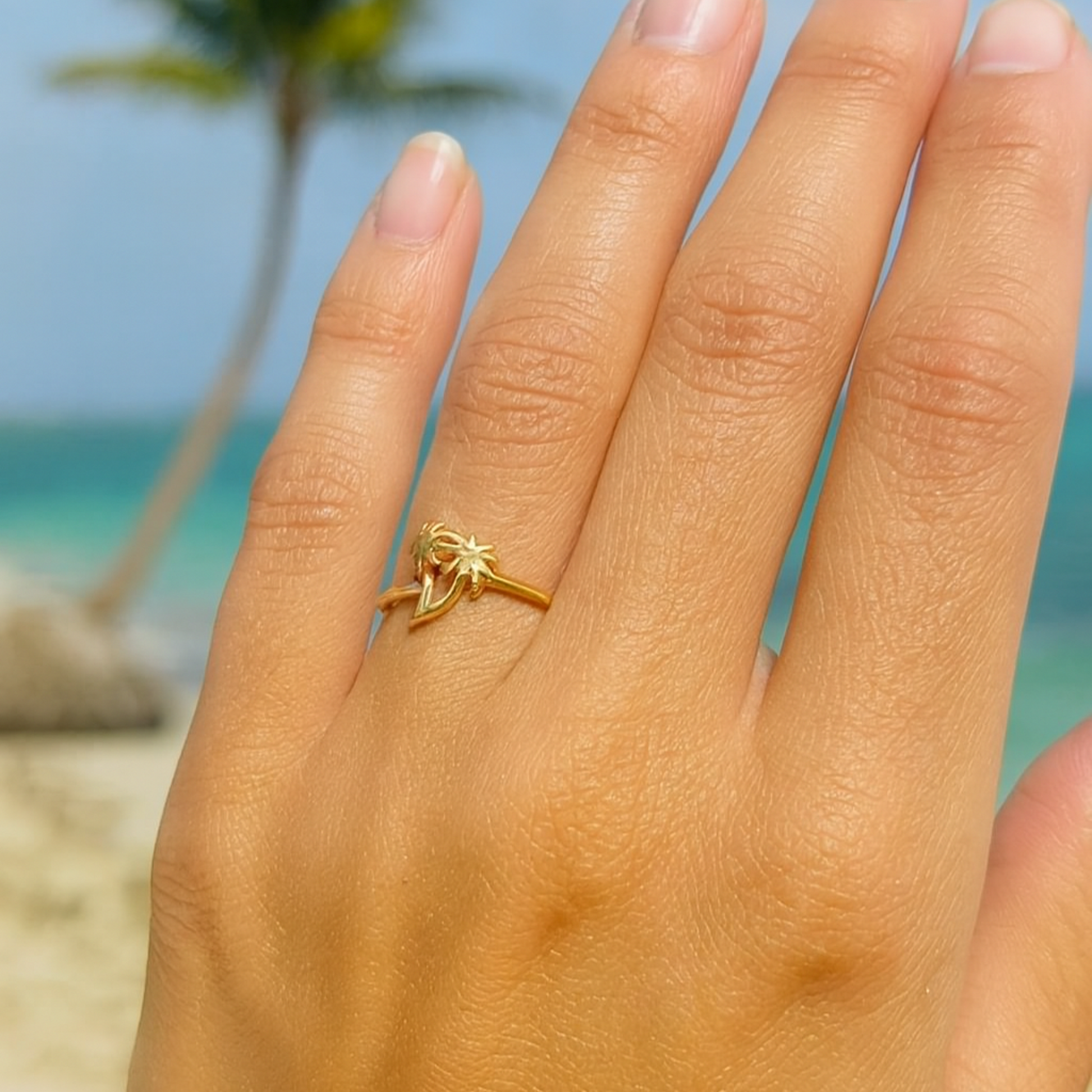 Dainty Gold Palm Paradise Ring
