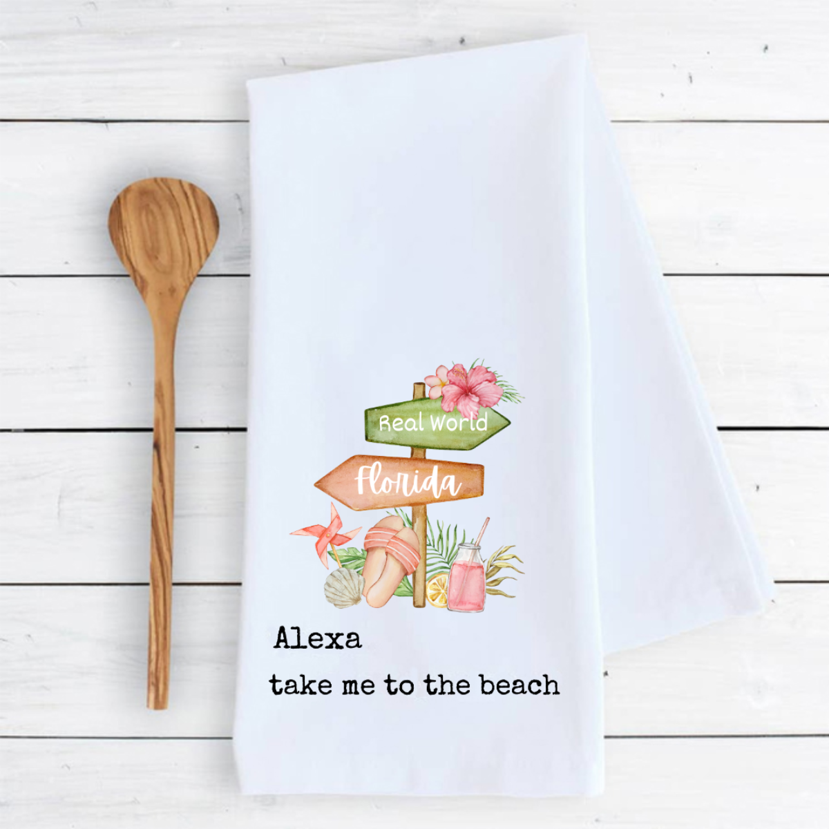 Funny Tea Towel - Alexa, take me to the beach