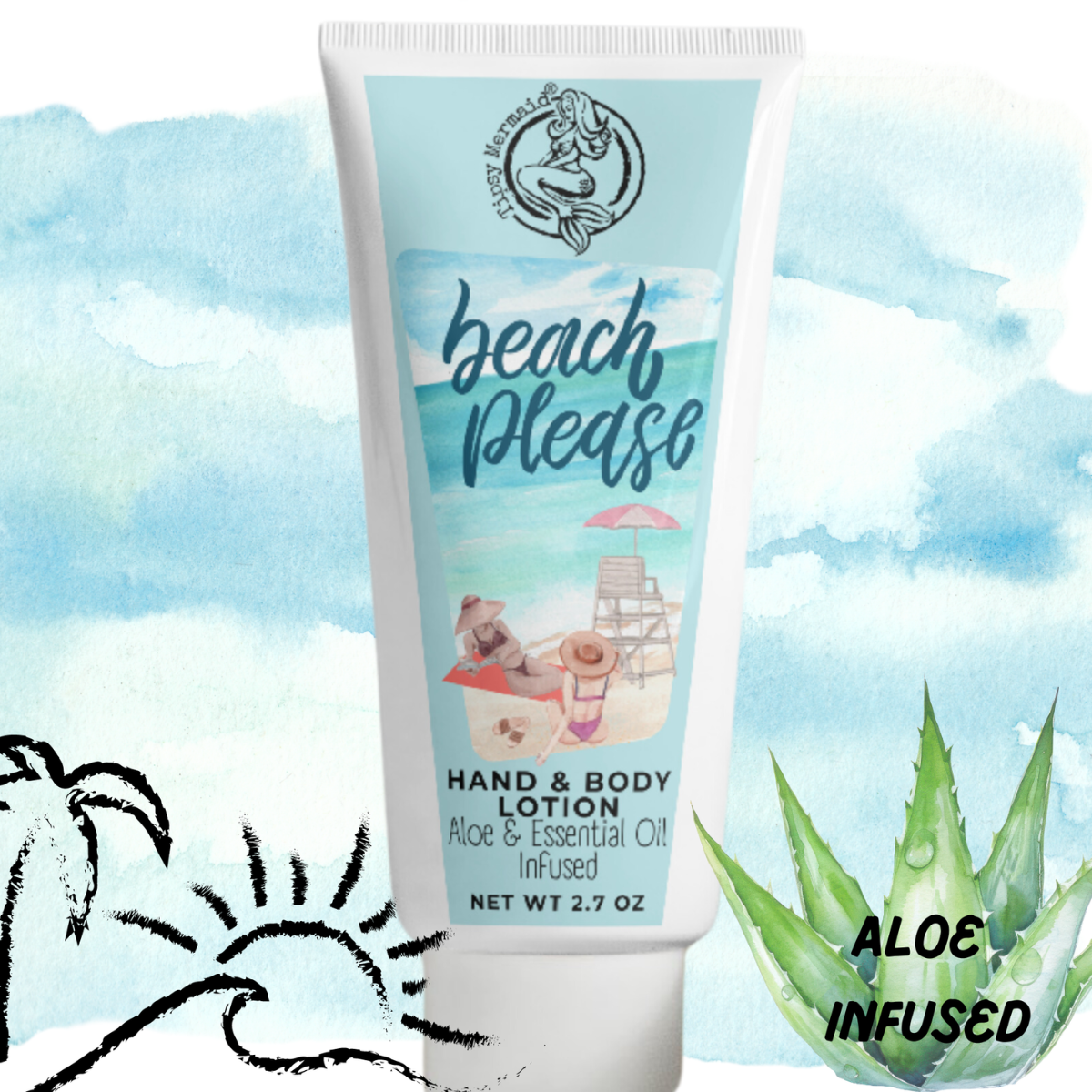 Tipsy Mermaid® Beach Please Hand and Body Lotion