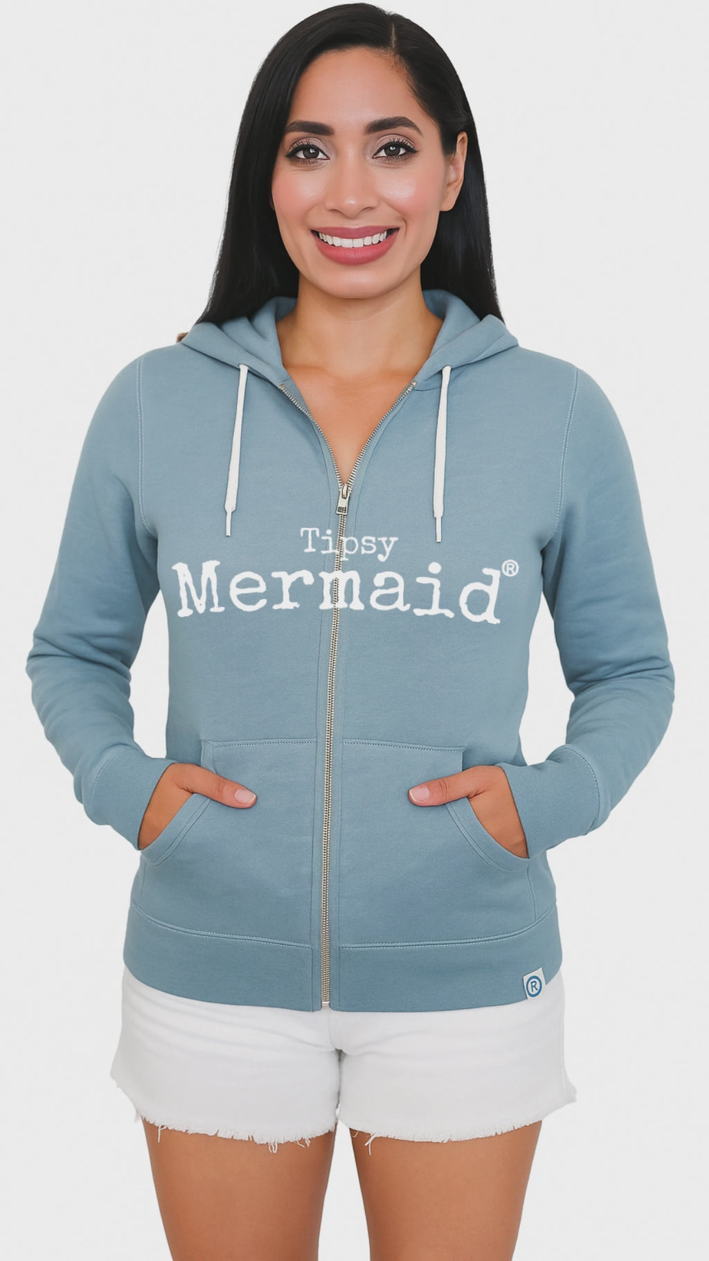 Tipsy Mermaid® QuickFlip Zip Up Backpack Hoodie Misty Blue