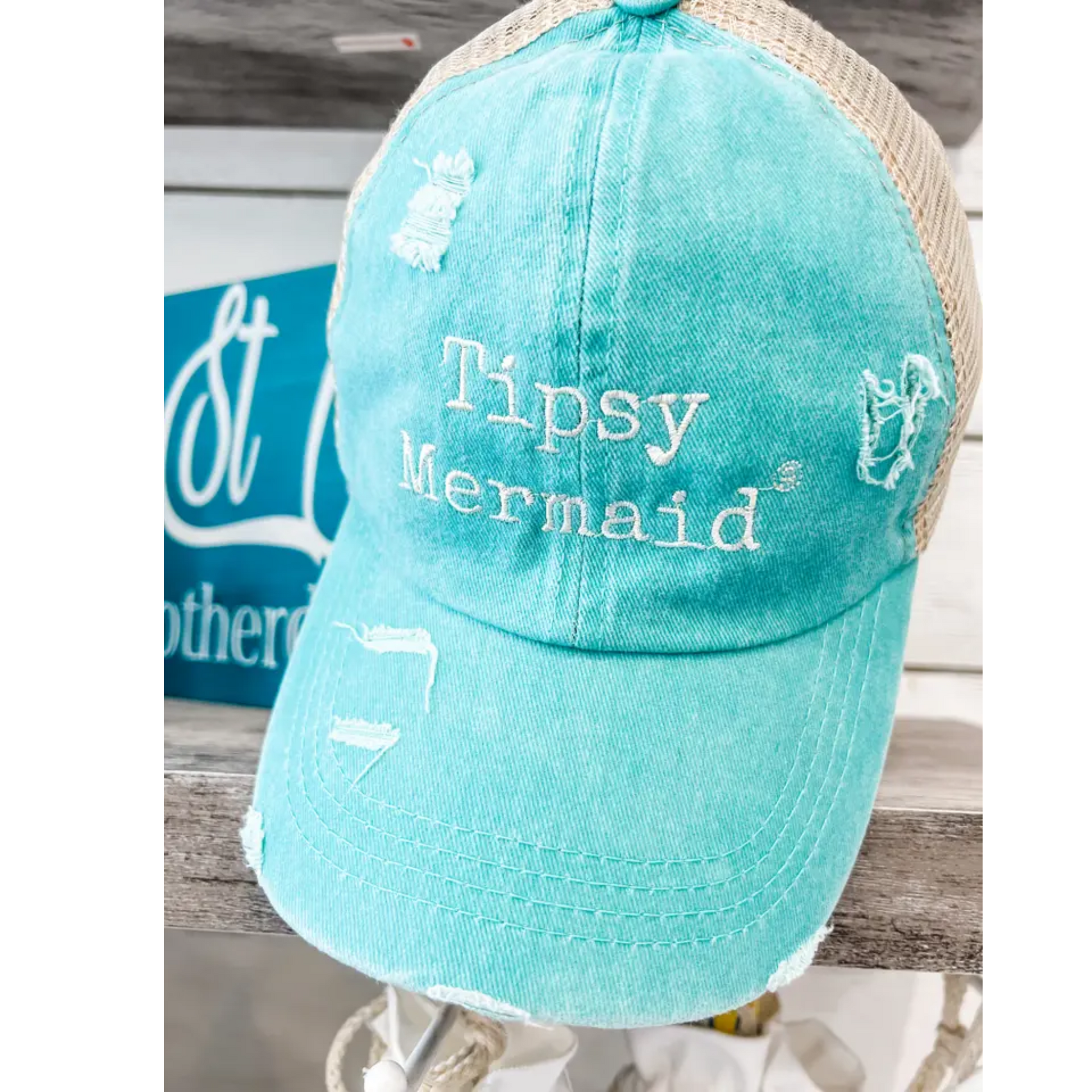 Hat - Tipsy Mermaid Ponytail Hat (Multiple Colors Available)