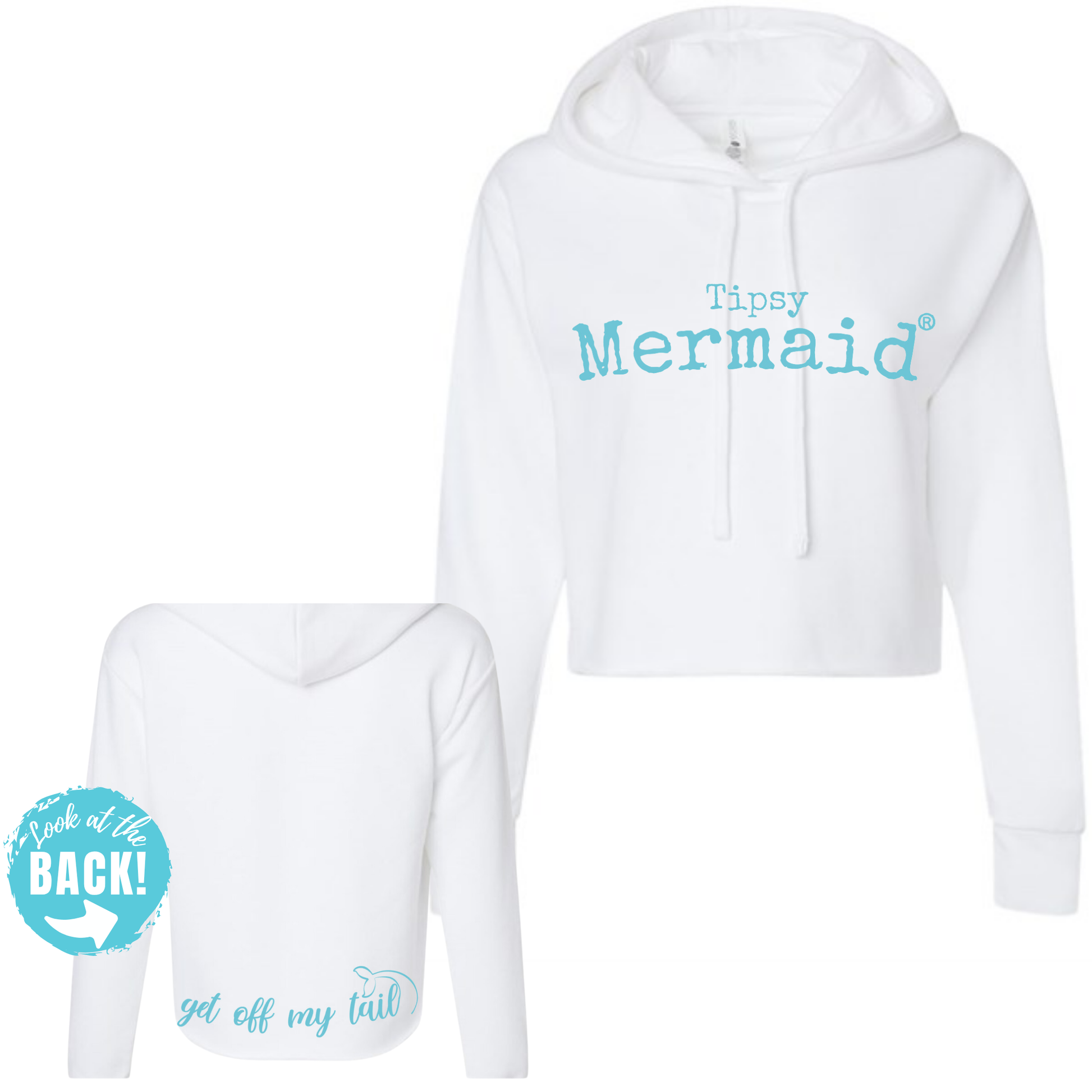Tipsy Mermaid® French Terry Cropped Hoodie- White