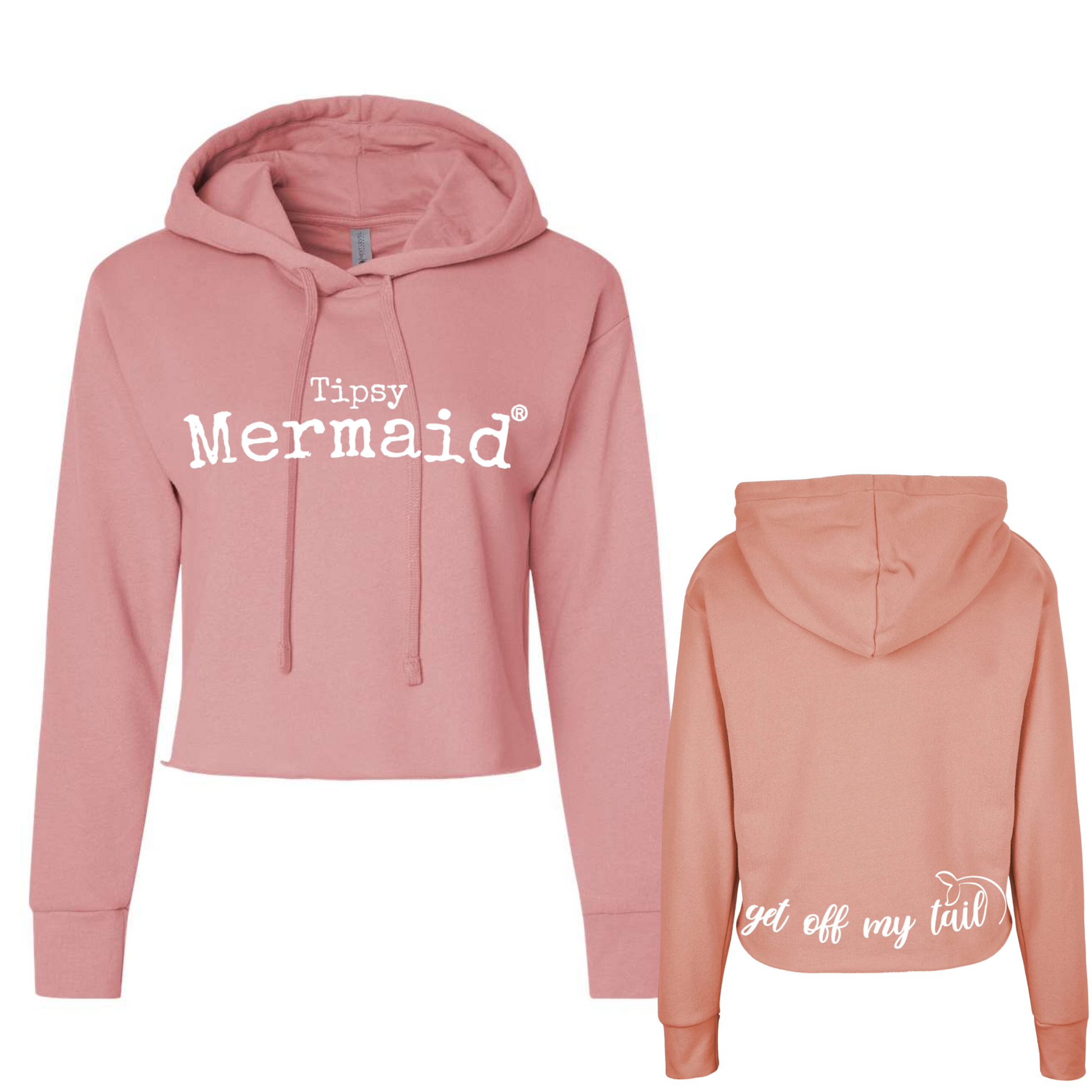 Tipsy Mermaid® French Terry Cropped Hoodie- Desert Pink