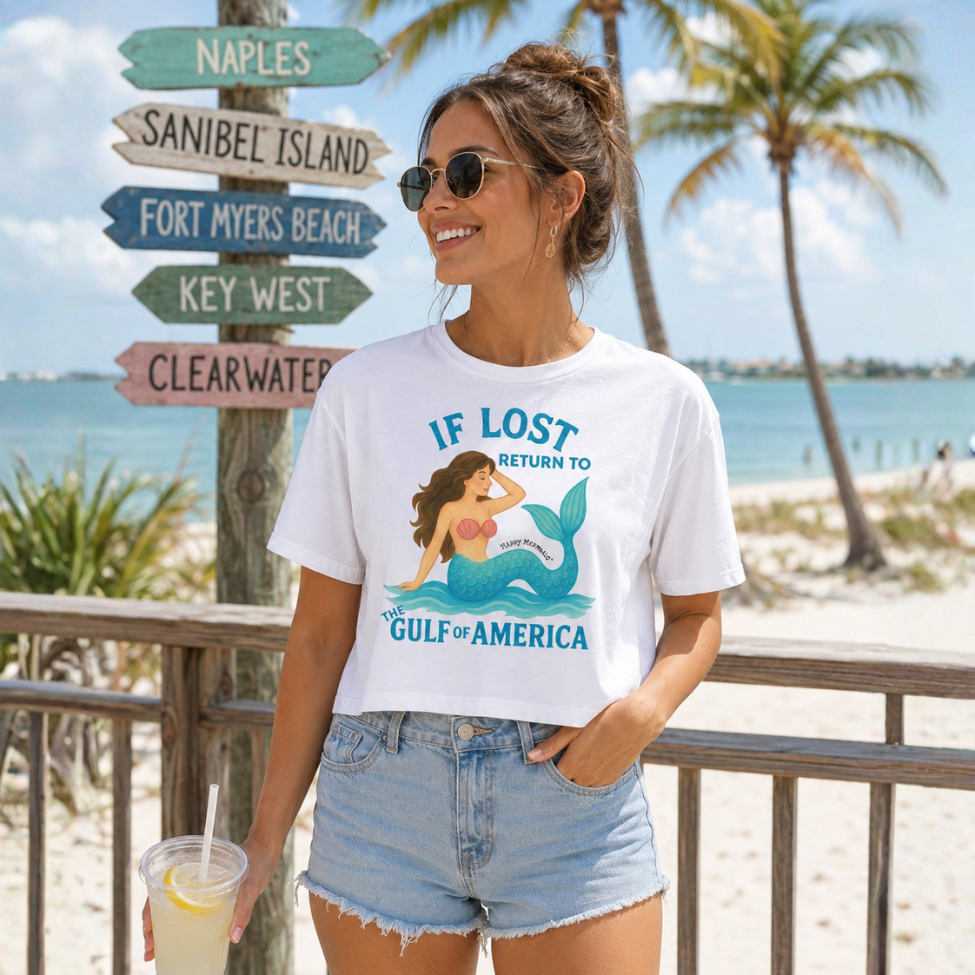 Tipsy Mermaid® Gulf of America Crop T shirt